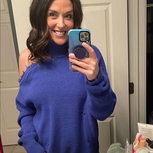 Blue one shoulder sweater size small